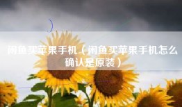 闲鱼买苹果手机（闲鱼买苹果手机怎么确认是原装）