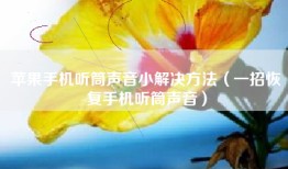 苹果手机听筒声音小解决方法（一招恢复手机听筒声音）